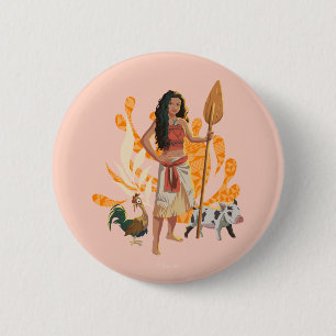 Macaron Rond 5 Cm Moana en live-action Wayfinder Pua Heihei Graphiqu