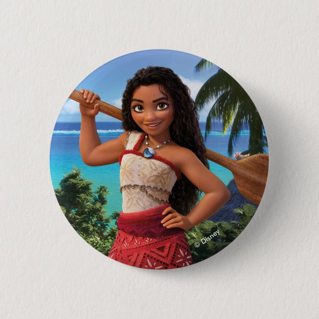 Macaron Rond 5 Cm Moana est née au voyage (Devant)