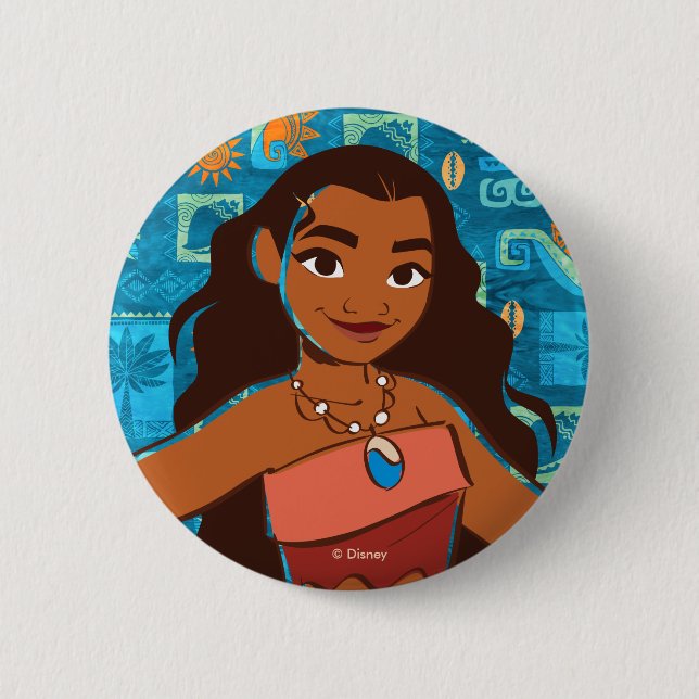 Macaron Rond 5 Cm Moana | Fille De La Mer (Devant)
