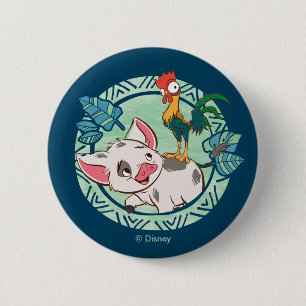 Macaron Rond 5 Cm Moana Pua & Heihei Voyagers