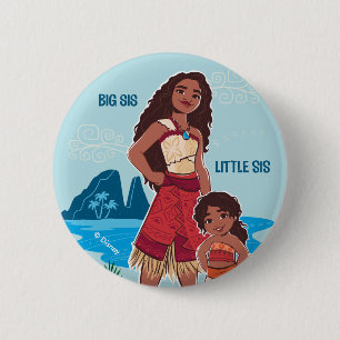 Macaron Rond 5 Cm Moana & Simea : Big Sis Little Sis