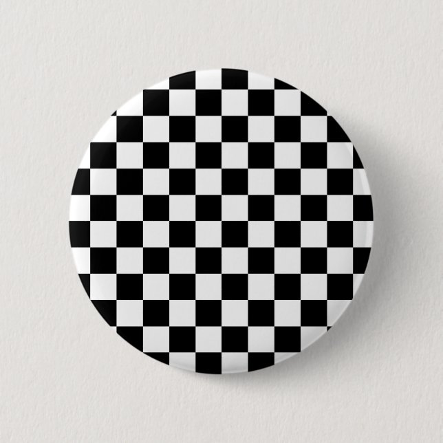 Macaron Rond 5 Cm Mod Checkered noir emballant le motif (Devant)