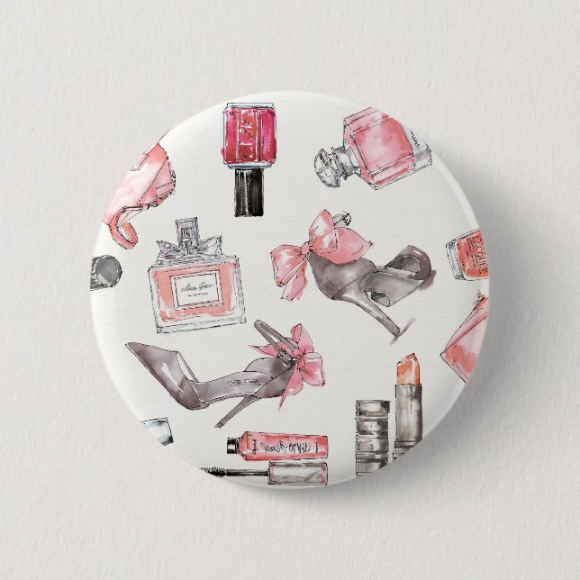Macaron Rond 5 Cm Mode chic d'aquarelle des accents | (Devant)