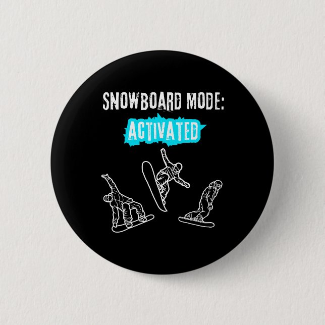Macaron Rond 5 Cm Mode snowboard activé (Devant)