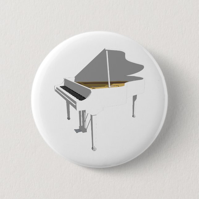 Macaron Rond 5 Cm Modèle 3D : Grand Piano Blanc : (Devant)