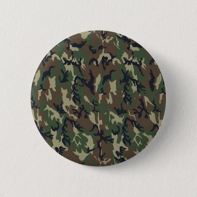 Macaron Rond 5 Cm Modèle Arrière - plan de Woodland Camouflage (Devant)