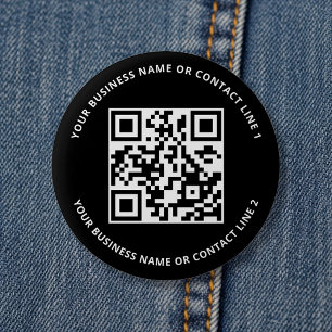 Macaron Rond 5 Cm Modèle commercial de code QR noir