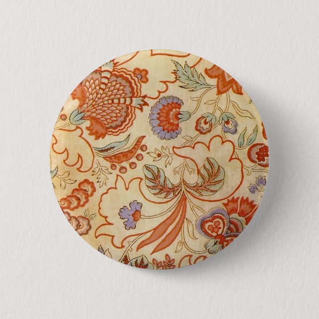Macaron Rond 5 Cm Modèle floral antique de Chintz Paisley (Devant)
