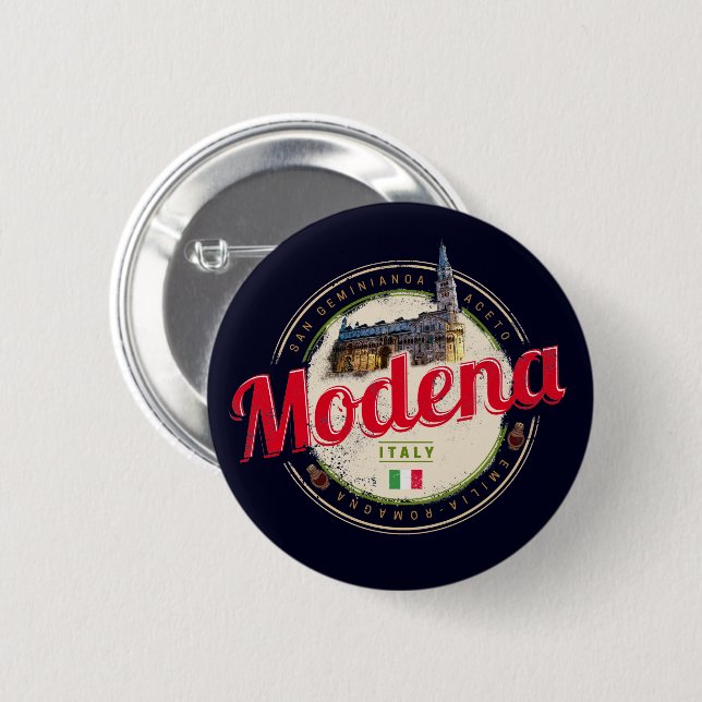 Macaron Rond 5 Cm Modena Emilia Romagna Balsamique Italie Souvenir (Devant & derrière)