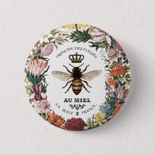 MACARON ROND 5 CM MODERN VINTAGE BOTANICAL QUEEN BEE