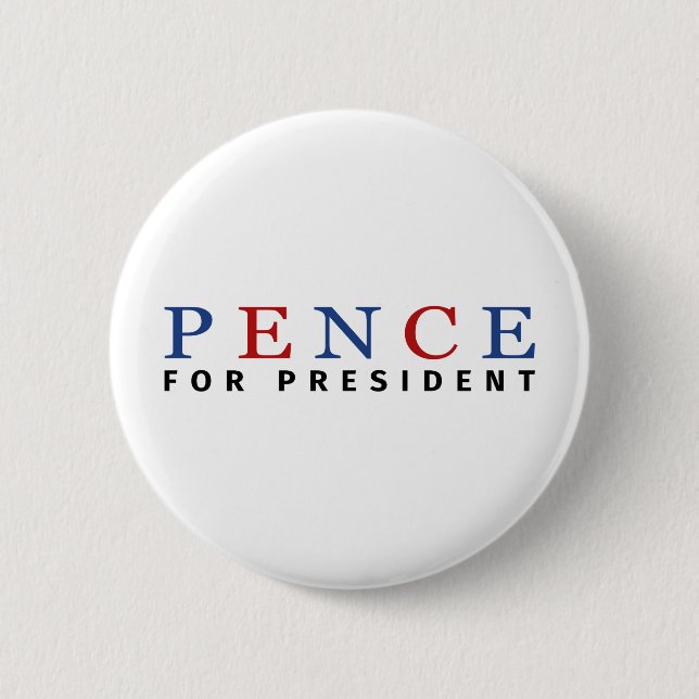 Macaron Rond 5 Cm Moderne Blue Red Mike Pence pour le président (Devant)
