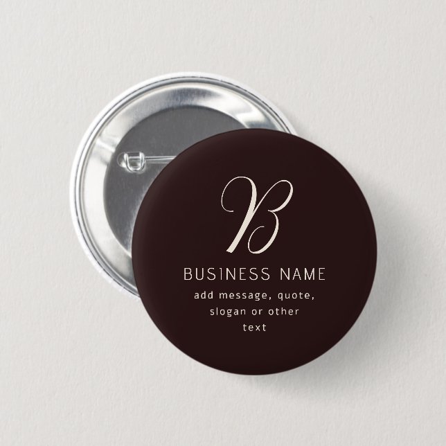 Macaron Rond 5 Cm Moderne Élégant Nom commercial Monogramme | Brun f (Devant & derrière)