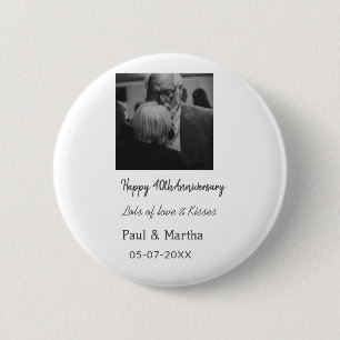 Macaron Rond 5 Cm Moderne heureux 40e anniversaire ajouter nom date