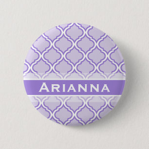 Macaron Rond 5 Cm Moderne Lilac Purple Marocain Trellis
