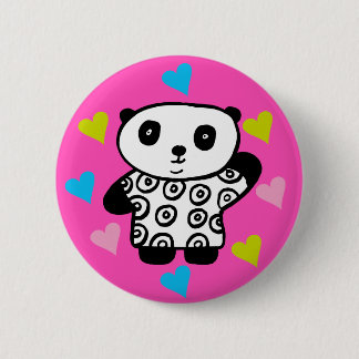 Macaron Rond 5 Cm Moderne Mignon Kawaii Panda Rose Amour Coeurs