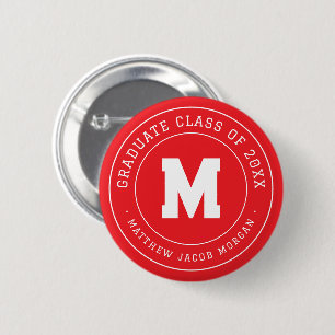 Macaron Rond 5 Cm Moderne Monogramme Diplômé Promotion 20XX Sur Mesu