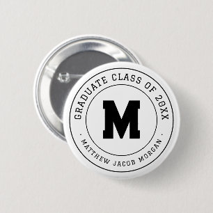 Macaron Rond 5 Cm Moderne Monogramme Diplômé Promotion 20XX Sur Mesu