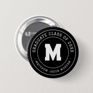 Macaron Rond 5 Cm Moderne Monogramme Diplômé Promotion 20XX Sur Mesu