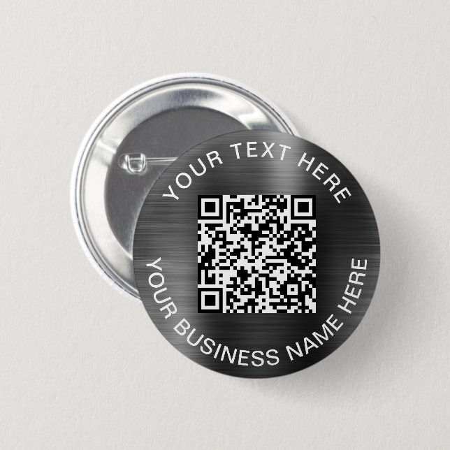 Macaron Rond 5 Cm Moderne QR Code Silver Promotionnels (Devant & derrière)