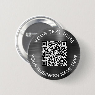 Macaron Rond 5 Cm Moderne QR Code Silver Promotionnels