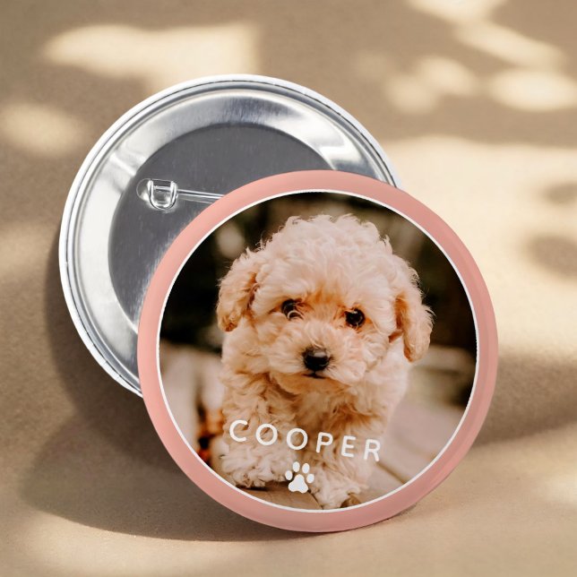 Macaron Rond 5 Cm Moderne Simple Jouer Élégant Chic Paw Pet Photo (Créateur téléchargé)