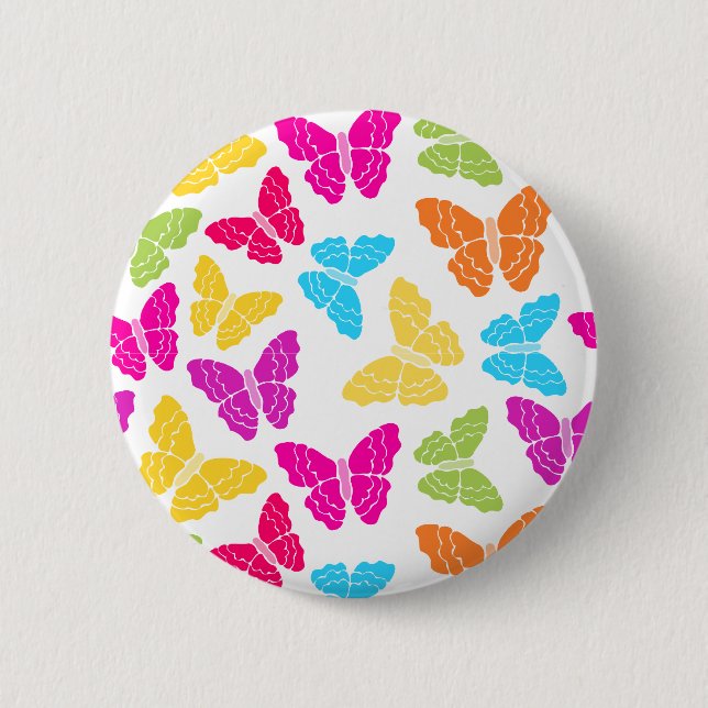 Macaron Rond 5 Cm Moderne Vibrant Arc-en-ciel Butterfly mûre Motif (Devant)
