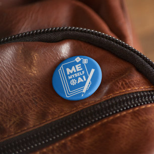 Macaron Rond 5 Cm Moi, moi et moi, IA, Pinceau d'art blanc