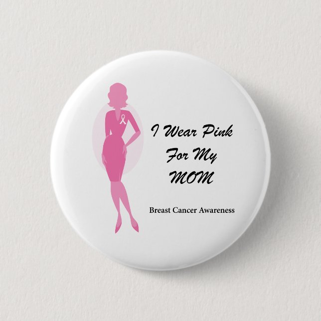 Macaron Rond 5 Cm Mois de conscience de cancer du sein (Devant)
