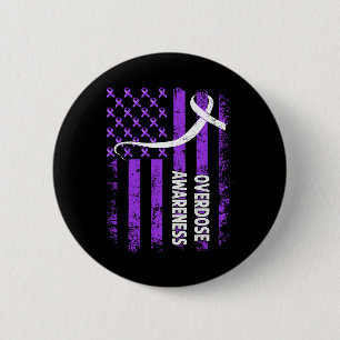 Macaron Rond 5 Cm Mois de la sensibilisation aux surdoses Drapeau Vi