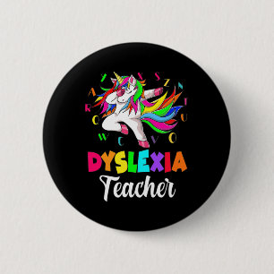 Macaron Rond 5 Cm Mois de la sensibilisation Dyslexie Enseignant Uni
