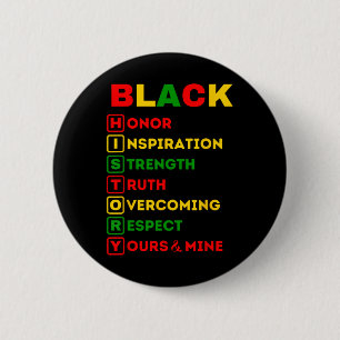 Macaron Rond 5 Cm Mois de l'histoire des Noirs African American Prid