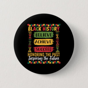 Macaron Rond 5 Cm Mois de l'histoire des Noirs Croire Réussir Réussi