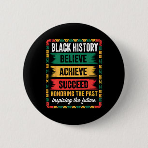 Macaron Rond 5 Cm Mois de l'histoire des Noirs Croire Réussir Réussi