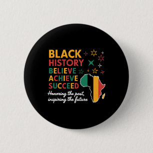 Macaron Rond 5 Cm Mois de l'histoire des Noirs Croire Réussir Réussi