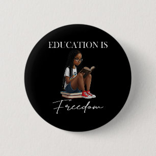 Macaron Rond 5 Cm Mois de l'histoire des Noirs Éducation est Liberté