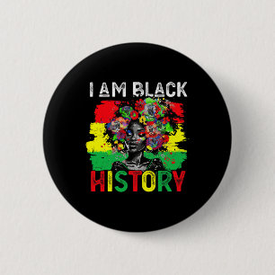 Macaron Rond 5 Cm Mois de l'histoire des Noirs Femme africaine Je su