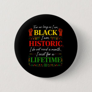 Macaron Rond 5 Cm Mois de l'histoire des Noirs Patriote à vie Afro-A