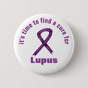 Macaron Rond 5 Cm Mois de sensibilisation au lupus / Ruban violet Te