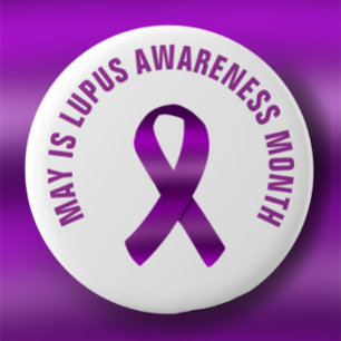 Macaron Rond 5 Cm Mois de sensibilisation au lupus / Ruban violet Te