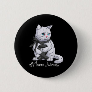 Macaron Rond 5 Cm Mois de sensibilisation au mélanome Chat noir au r