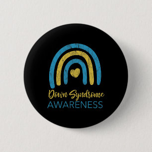 Macaron Rond 5 Cm Mois de sensibilisation au syndrome de Down Retro 