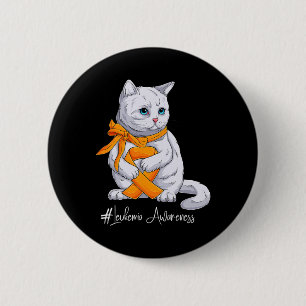 Macaron Rond 5 Cm Mois de sensibilisation Chat au ruban orange