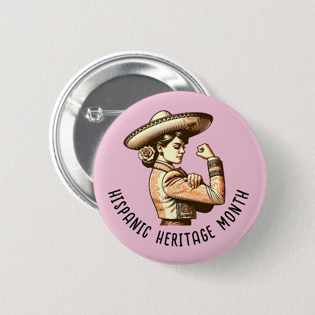 Macaron Rond 5 Cm Mois du patrimoine hispanique (Devant & derrière)