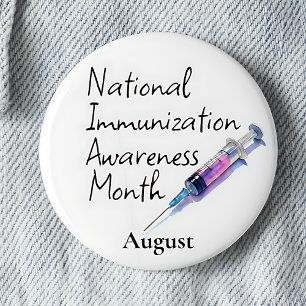 Macaron Rond 5 Cm Mois national de sensibilisation à l'immunisation 