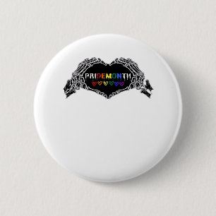 Macaron Rond 5 Cm Mois Skeleton Heart Hands LGBTQIA