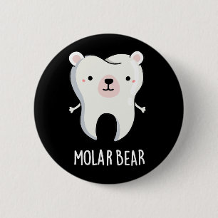 Macaron Rond 5 Cm Molar Bear Funny Dot Pun Dark BG