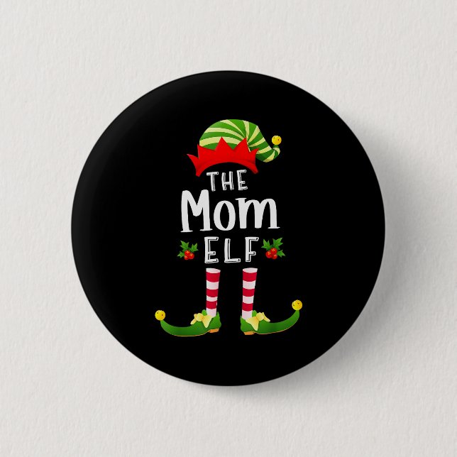 Macaron Rond 5 Cm Mom Christmas Elf Matching Pajama X-mas Party  (Devant)