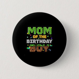 Macaron Rond 5 Cm Mom Of The Birthday Boy Pixel Gamer Party Matching