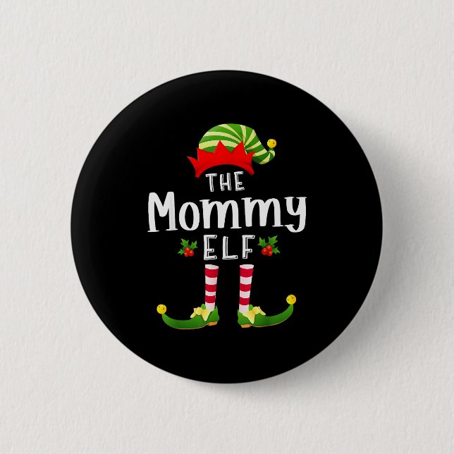 Macaron Rond 5 Cm Mommy Christmas Elf Matching Pajama X-mas Party  (Devant)