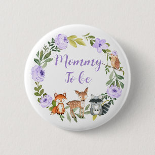 Macaron Rond 5 Cm Mommy to be - baby shower de bois Bouton Lilac